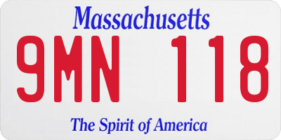 MA license plate 9MN118