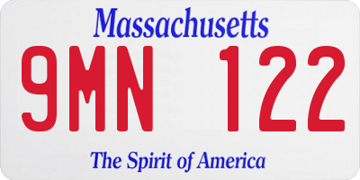 MA license plate 9MN122