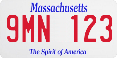 MA license plate 9MN123