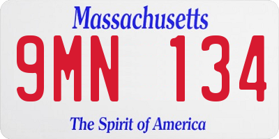 MA license plate 9MN134