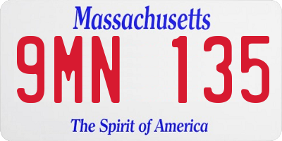 MA license plate 9MN135