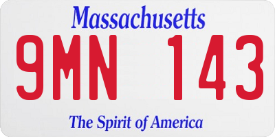 MA license plate 9MN143