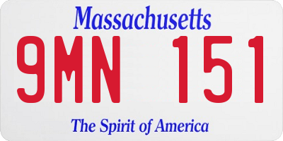 MA license plate 9MN151