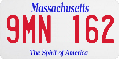 MA license plate 9MN162
