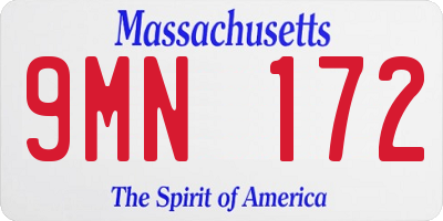 MA license plate 9MN172