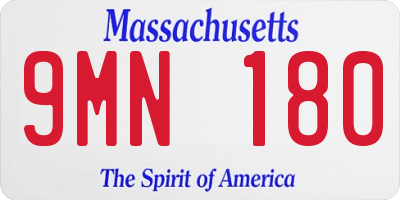 MA license plate 9MN180