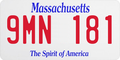 MA license plate 9MN181
