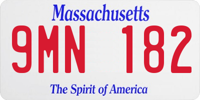MA license plate 9MN182