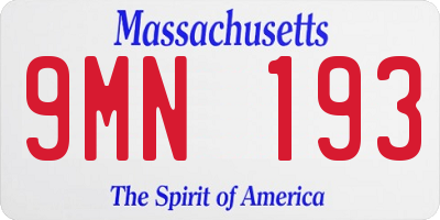MA license plate 9MN193