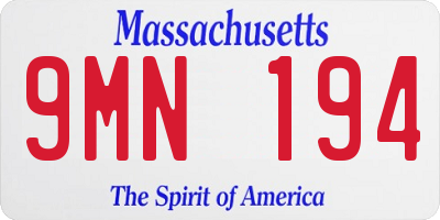MA license plate 9MN194