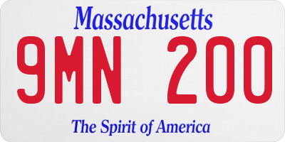 MA license plate 9MN200