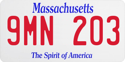 MA license plate 9MN203