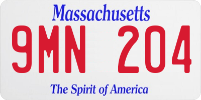 MA license plate 9MN204