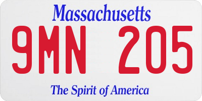 MA license plate 9MN205