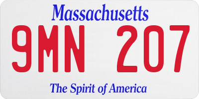 MA license plate 9MN207