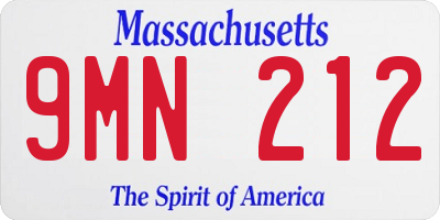MA license plate 9MN212