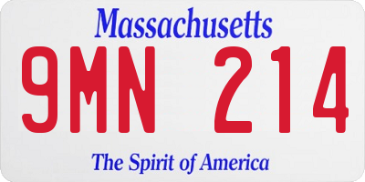 MA license plate 9MN214