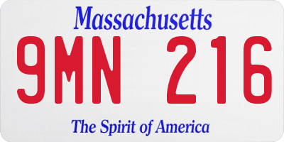 MA license plate 9MN216
