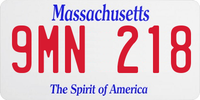 MA license plate 9MN218