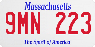MA license plate 9MN223