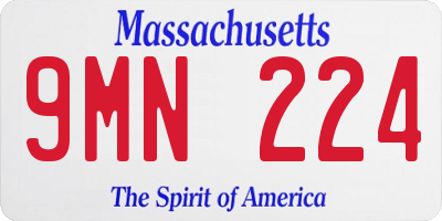 MA license plate 9MN224