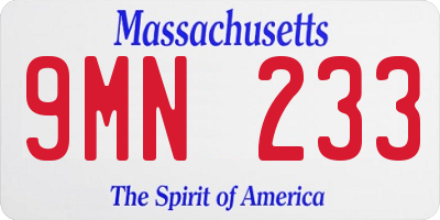MA license plate 9MN233