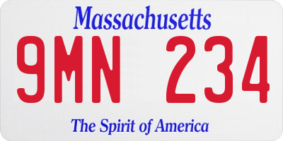MA license plate 9MN234