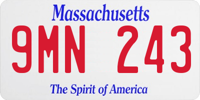 MA license plate 9MN243