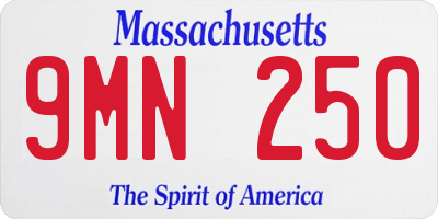 MA license plate 9MN250