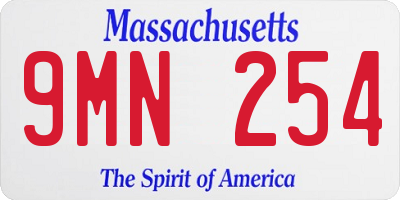 MA license plate 9MN254