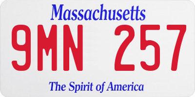 MA license plate 9MN257