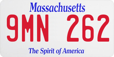 MA license plate 9MN262