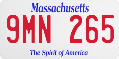 MA license plate 9MN265