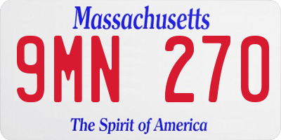 MA license plate 9MN270