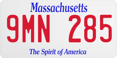 MA license plate 9MN285