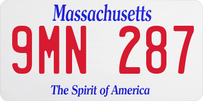 MA license plate 9MN287