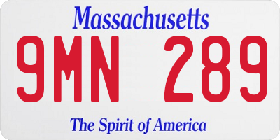 MA license plate 9MN289