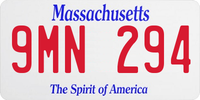 MA license plate 9MN294