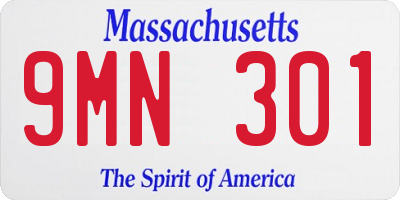 MA license plate 9MN301