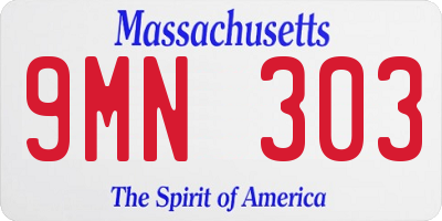MA license plate 9MN303