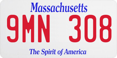 MA license plate 9MN308