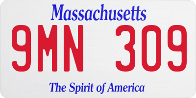 MA license plate 9MN309