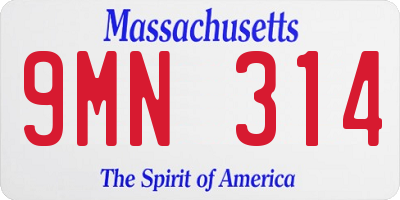 MA license plate 9MN314