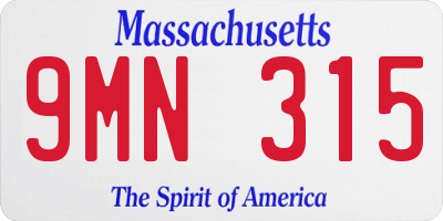 MA license plate 9MN315