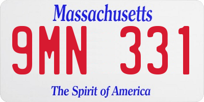 MA license plate 9MN331