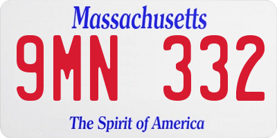 MA license plate 9MN332