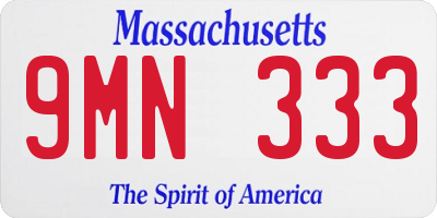 MA license plate 9MN333