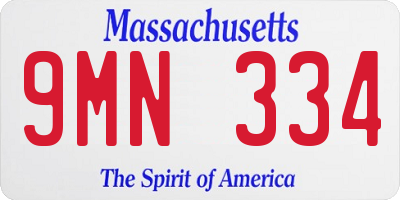 MA license plate 9MN334