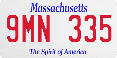 MA license plate 9MN335