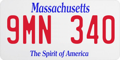 MA license plate 9MN340